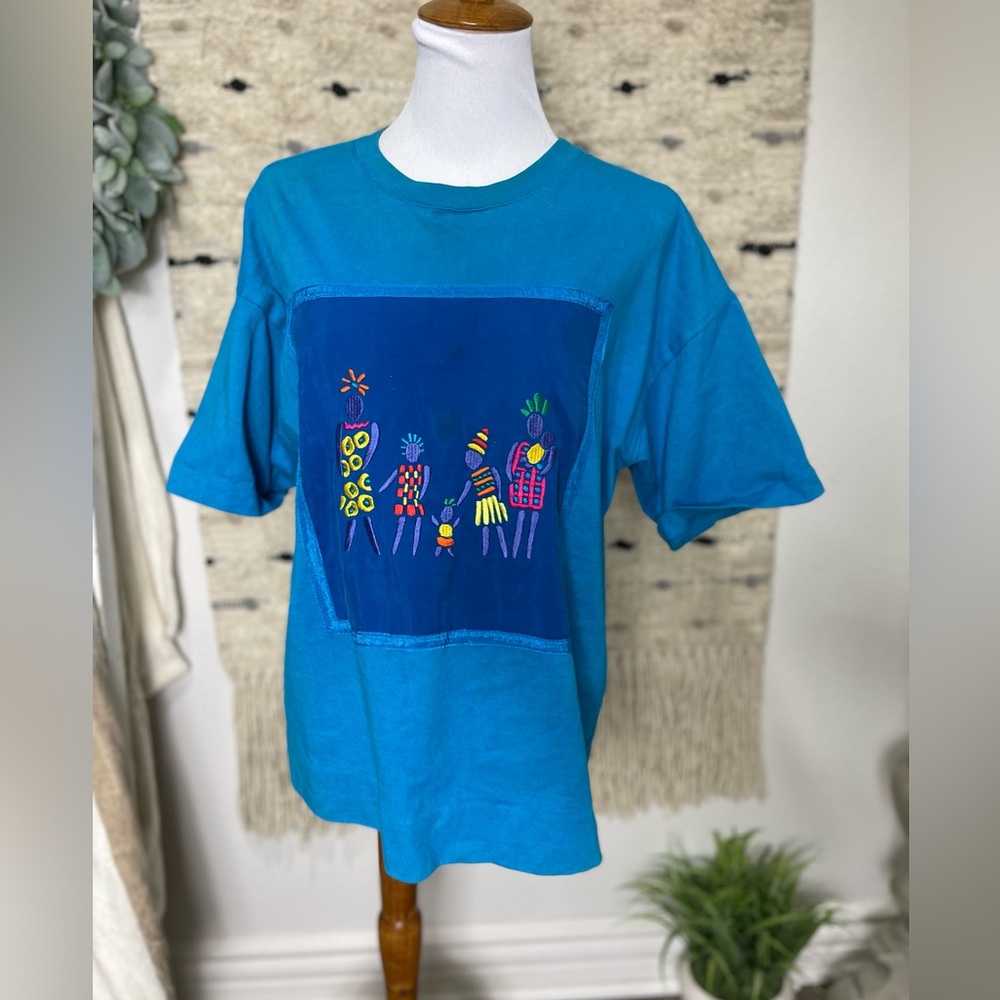 Johnny Was vintage blue tee one size fits all